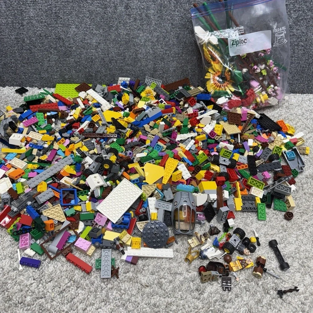 Lego bulk lot 5lbs + mixed huge lot loose bricks minifigures flowers
